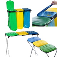 KOSZ DO SEGREGACJI ŚMIECI DUŻY STOJAK STELAŻ TRZY STANOWISKA POJEMNY 120L