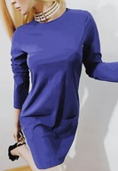 LA DRESS by Simone FIOLETOWA SUKIENKA lycra kieszenie z długim rękawem S