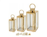 Lampion Złoto metal, szkło 63 cm