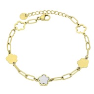 84274 Bransoletka złota stal chirurgiczna 16,5+3 CM koniczynki