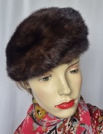 Hand Made beret czapka futerko norki 56/57