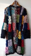 Płaszcz kardigan nowy patchworkowy szydełkowy Rozmiar 48/50