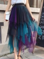 SPÓDNICA tiulowa tutu turkus czarna asymetryczna