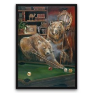 Plakat z ramą 21x30cm Misie przy Bilardzie humor bilard klub bar