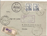 CZECHOSŁOWACJA -TRZYNIEC -przód koperty -obieg 1946 rok -stemple erka