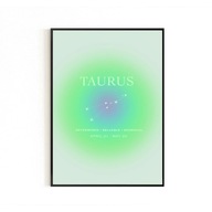 PLAKAT, ZNAKI ZODIAKU, BYK, TAURUS, PLAKATY NA ŚCIANĘ, AURA POSTER, 30x40