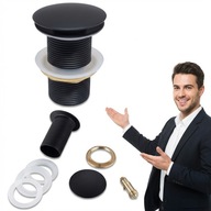 KOREK UMYWALKOWY KLIK KLAK CZARNY MOSIĄDZ AUTOMAT BEZ PRZELEWU SYFON NOWY