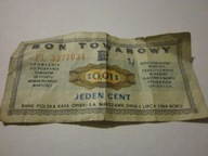 Bon towarowy PRL - 1 cent (rok 1969)