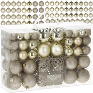 BOMBKI CHOINKOWE NA CHOINKĘ ZESTAW XXL NIETŁUKĄCE ZŁOTE 100 SZT 6/4/3 CM