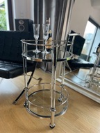 Stolik barek ze stali nierdzewnej srebrny na kółkach