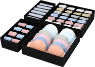 ORGANIZER DO SZUFLADY BIELIZNA 4 SZT CZARNY SKARPETY STANIK GARDEROBA SZAFA