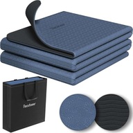 Składana Mata do Jogi i Ćwiczeń 183×61 cm Antypoślizgowa Niebieska + GRATIS