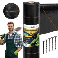 AGROTKANINA 1,6x50m 90g KOŁKI MOCNA TRWAŁA AGROWŁÓKNINA CZARNA UV DO OGRODU