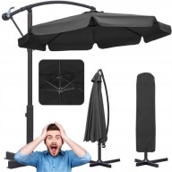 PARASOL OGRODOWY DUŻY SKŁADANY SOLIDNY Z WYSIĘGNIKIEM I FALBANĄ + POKROWIEC