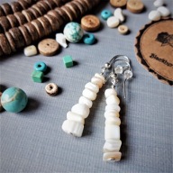 Srebrne 925 kolczyki sopelki z kremową muszlą masą perłową BlackberriesArts