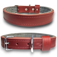 OBROŻA SKÓRZANA PRZESZYTA Z FILCEM KLAMRA METALOWA ŚREDNI PIES S/M