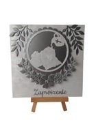 ZAPROSZENIA CHRZEST ŚWIĘTY DZIECKO NA PODUSZCE W SERWETCE K4 SREBRO