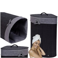 KOSZ NA PRANIE GOCKOWIAK CZARNY BAMBUSOWY 60L Z POKRYWĄ WOLNOSTOJĄCY