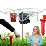 Duża Suszarka ogrodowa na ubrania obrotowa 50 m PREMIUM + świder ziemny