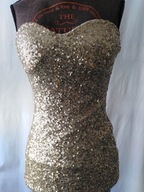 Sukienka złota cekinowa, gorsetowa - XS/S