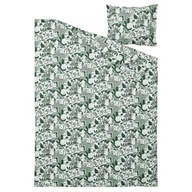 Komplet pościeli IKEA 150 x 200 cm biały zielony wzór las bawełna wiskoza
