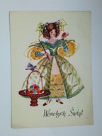 WESOŁYCH ŚWIĄT - Danuta Imielska-Gebethner - pocztówka z lat 70-tych