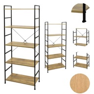 REGAL NA KSIAZKI POLKA LOFT DO SALONU DO BIURA DREWNIANY DAB METALOWY DUZY