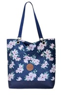Torebka shopper granatowa HABILE design bag w kwiaty