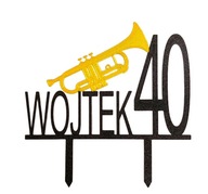 topper na tort dekoracja urodziny personalizacja wiek imię TRĄBKA!!!