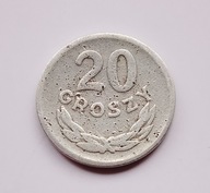 Moneta 20 groszy 1957 r, destrukt wypukły orzełek, rzadka moneta