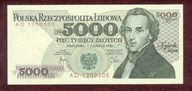 5000 zł. 1982 r. ser. AD UNC b. rzadka seria - PIĘKNY !!!