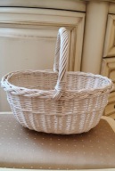 Koszyk wielkanocny biały, duży, z polskiej wikliny