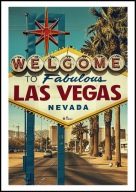 A2 KOLOROWY PLAKAT LAS VEGAS, USA STANY ZJEDNOCZONE, NEVADA, VINTAGE RETRO