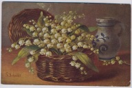 Martwa natura konwalie P. Schmidt 1918r FELDPOST Lubsza k. Lubliniec o100
