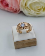 Sygnet męski pozłacany 18k złotem diamentowe oko rozmiar 12 STYL KLASA