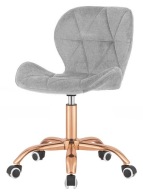 OBROTOWE KRZESŁO LUGANO| Szary welur| miedziana noga regulowane