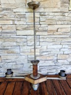 Lampa sufitowa drewniana wisząca żyrandol stalowy retro vintage boho PRL