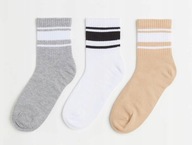 H & M skarpetki paski prążki 3pak wielopak białe 36-38 prążkowane tenisowe