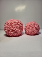 WOLNOSTOJĄCA ŚWIECA KULA RÓŻA Z WOSKU SOJOWEGO OZDOBA DO DOMU HANDMADE