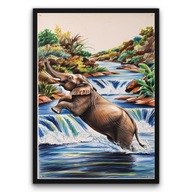 Plakat z ramą 50x70cm Słoń w Rzece – siła natury | Pomysł na Prezent