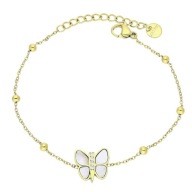80760 Bransoletka złota stal chirurgiczna motylek kulki