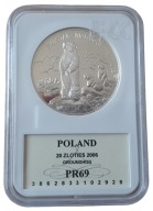 20 ZŁ 2006 ŚWISTAK ZWIERZĘTA ŚWIATA SREBRO GCN PR69