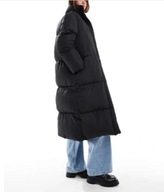 ASOS MARKOWY PŁASZCZ DAMSKI CZARNY DŁUGI PIKOWANY STÓJKA S M L