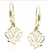 Ze srebra 925 pozłacane Kolczyki Złote Kwiatki Kwiat Lotosu PUDEŁKO