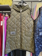 Kamizelka pikowana długa zielona khaki r. Uni Italy, Plus Size !!!