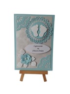 ZAPROSZENIA CHRZEST STOPKI W SERWETCE C6 BŁĘKIT