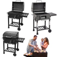 GRILL WĘGLOWY OGRODOWY RUSZT Z POKRYWĄ TERMOMETR REGULOWANY DUŻY NA TARAS