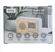 RADIO SETTY BAMBUSOWE FM NA BATERIE KOMPAKTOWE TERMOMETR DATA