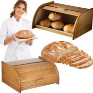 CHLEBAK DREWNIANY PROSTOKĄTNY KLASYK NA CHLEB ŻYWNOŚĆ POJEMNIK Z ŻALUZJĄ