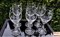 KIELISZKI DO WINA KRYSZTAŁOWE SZLIFOWANE KWIATY 6 SZTUK WYS. 16 cm